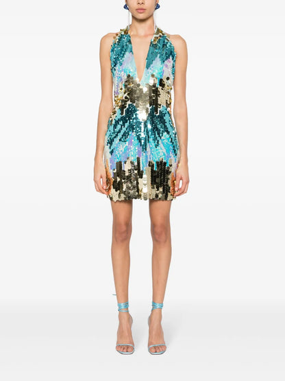 Sequin-Embellished Mini Dress