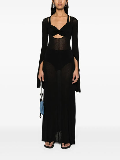 Mélange Long-Sleeve Maxi Dress