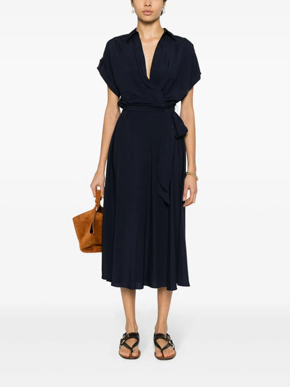 V-Neck Georgette Midi Dress