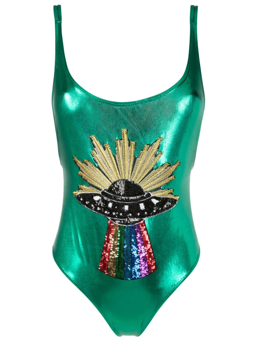Sequin-Embellished Metallic One-Piece