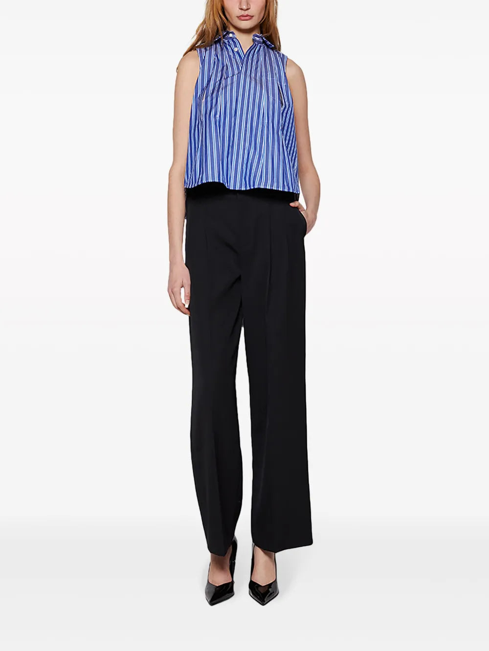 Sleeveless Striped Cotton Shirt