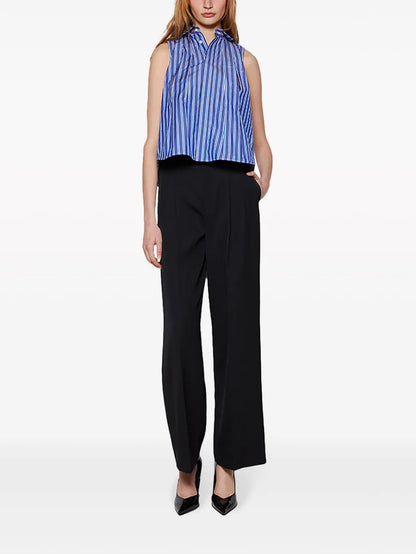 Sleeveless Striped Cotton Shirt