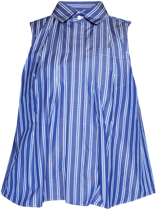 Sleeveless Striped Cotton Shirt