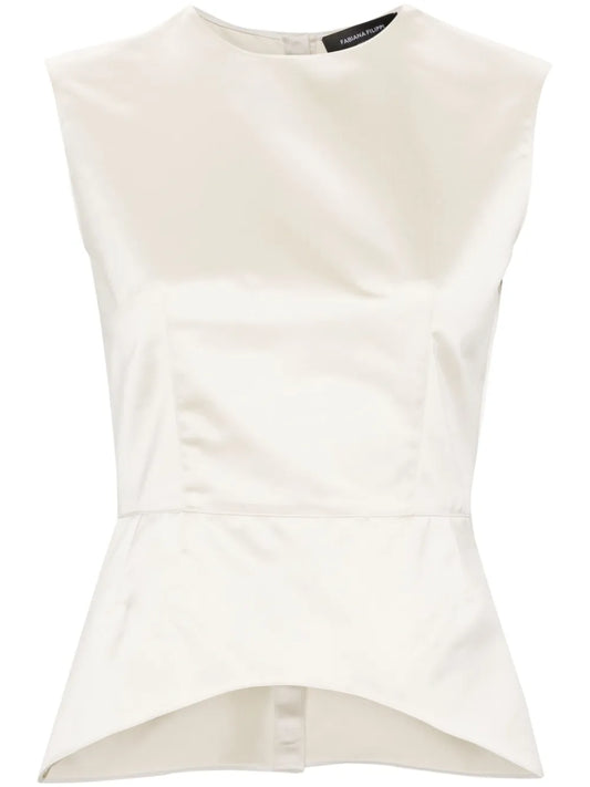 Round-Neck Satin Blouse
