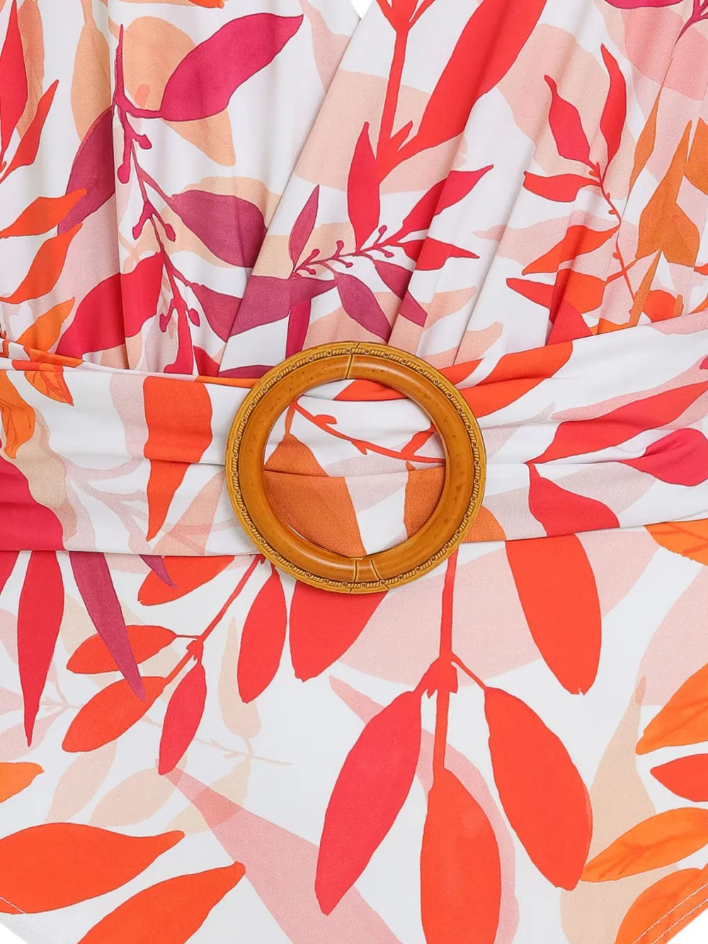 Leaf-Print Belted Swimsuit