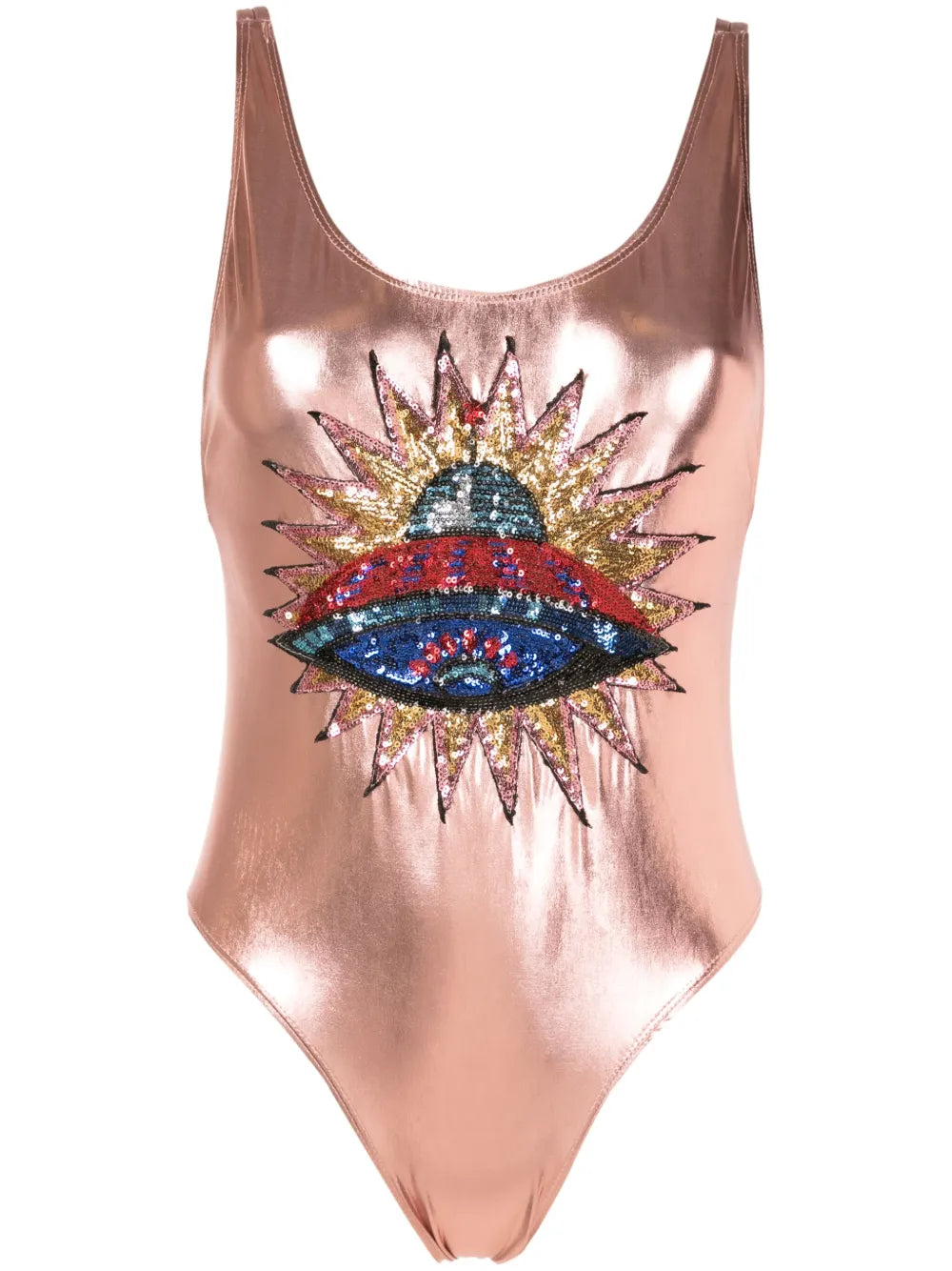 Sequin-Embellished Metallic One-Piece