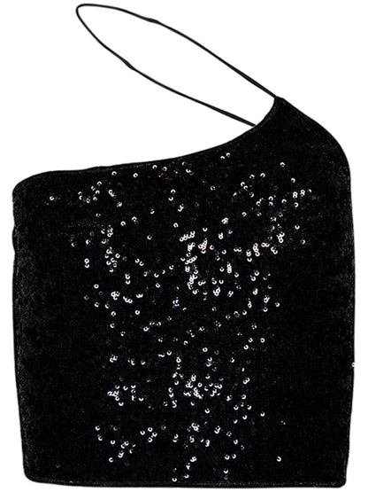 Sequin-Embellished Crop Top