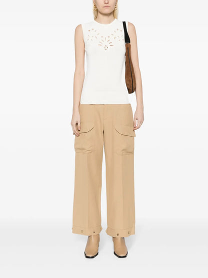Broderie-Anglaise Knitted Top