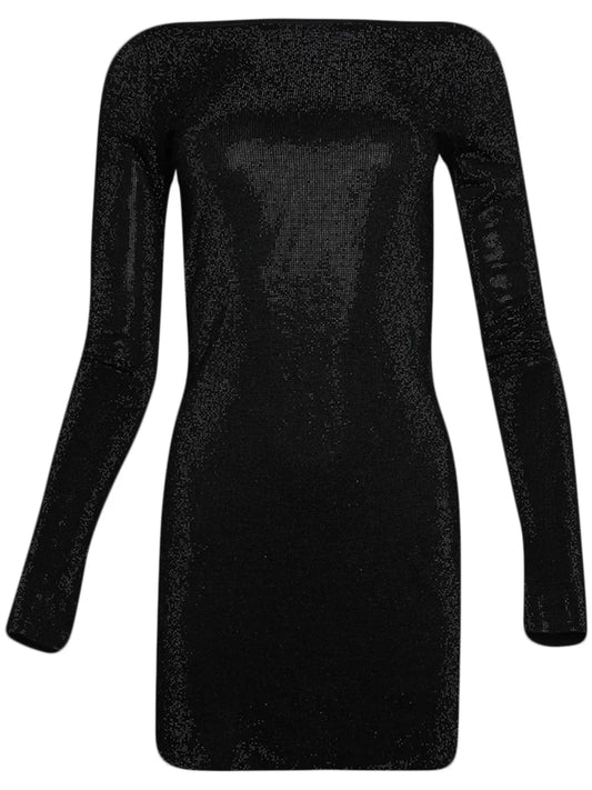 Boat-Neck Beaded Minidress