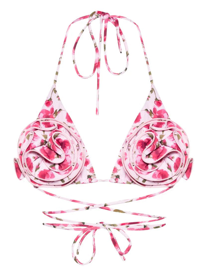 Floral-Print Bikini Top