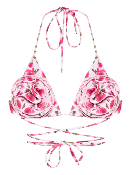Floral-Print Bikini Top