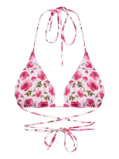 Floral-Print Bikini Top