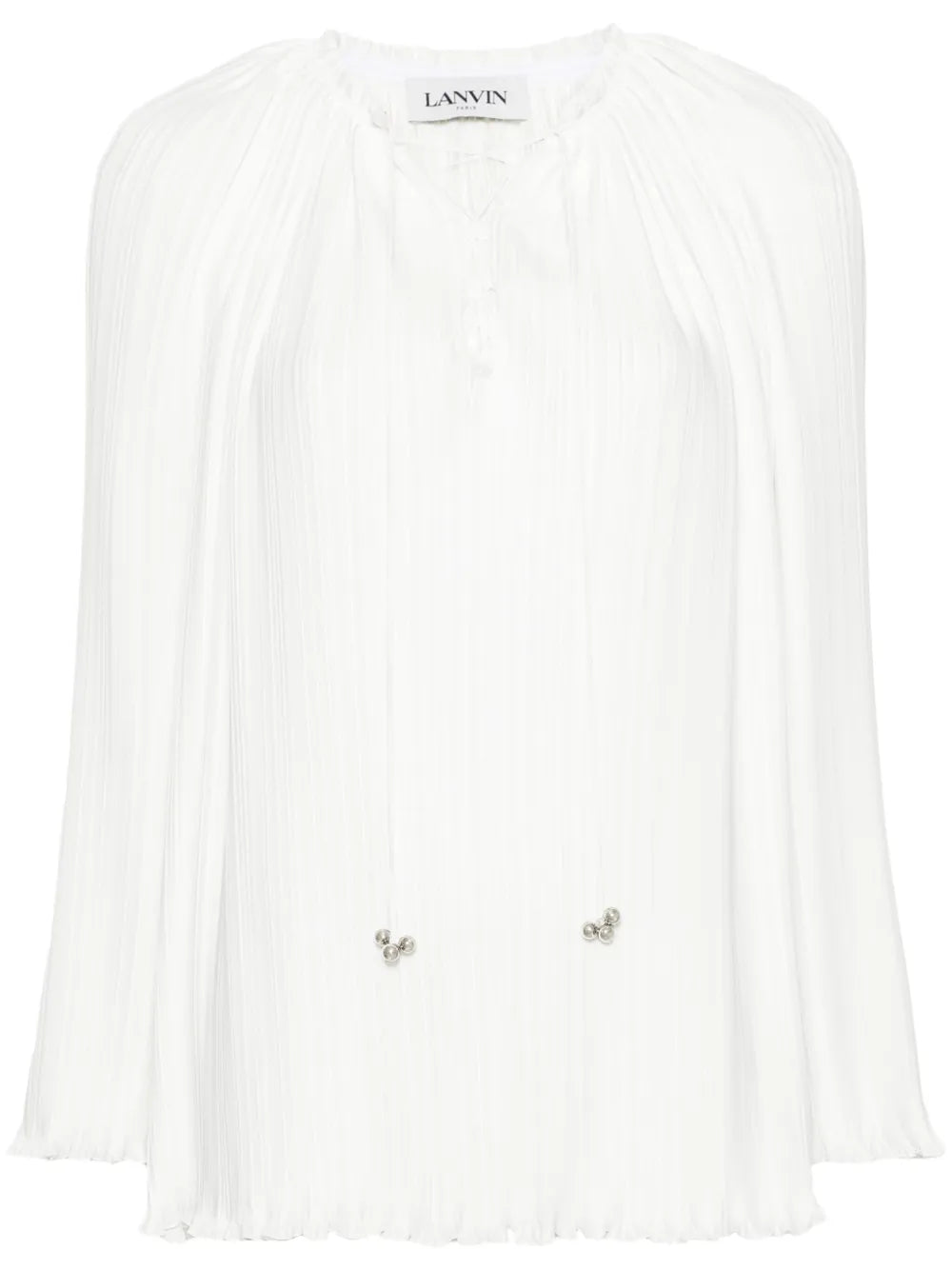 Plissé Lace-Up Blouse