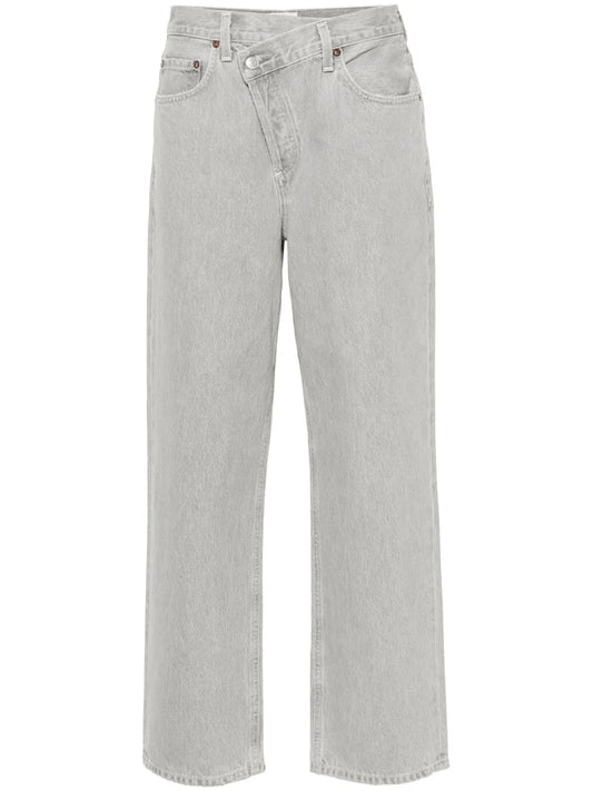 Criss Cross High-Waist Straight-Leg Jeans