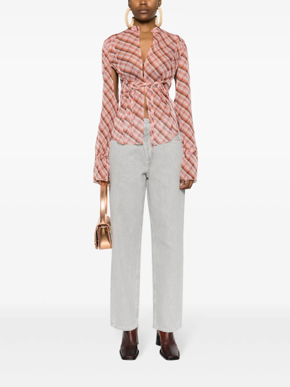 Criss Cross High-Waist Straight-Leg Jeans