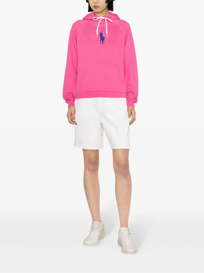 Embroidered-Logo Jersey Hoodie