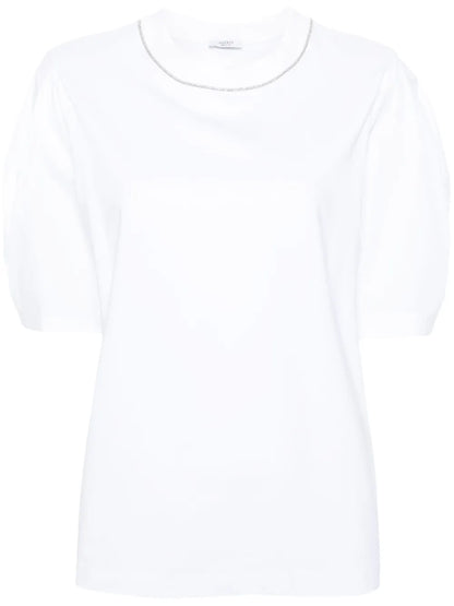 Bead-Trim Stretch-Cotton T-Shirt