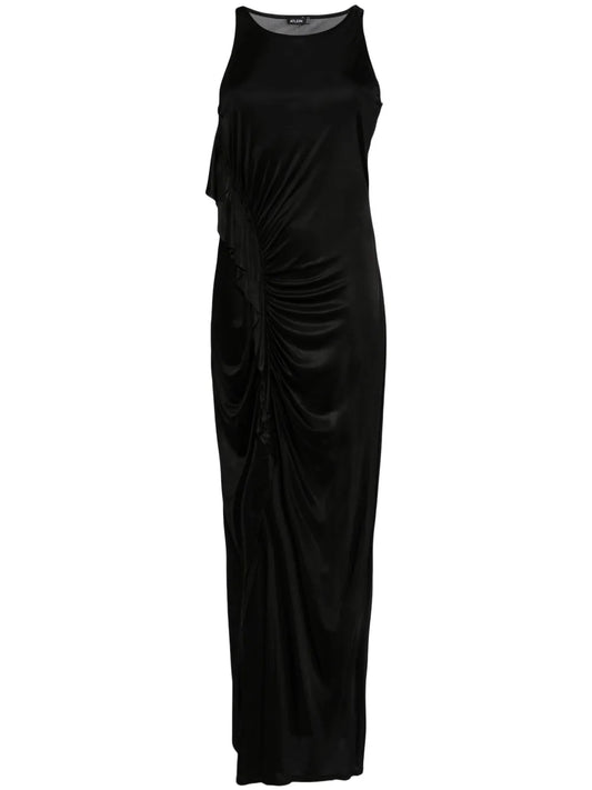 Single-Sleeve Ruched Gown
