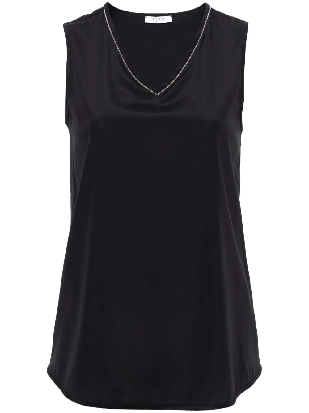 Beaded-Trim Silk Tank Top