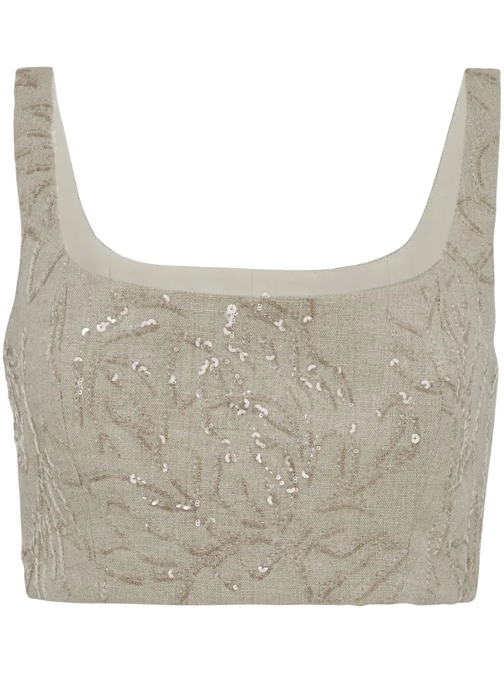 Sequin-Embellished Linen Top