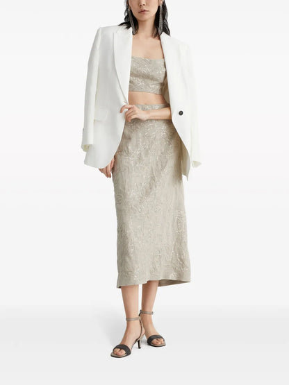 Sequin-Embellished Linen Top