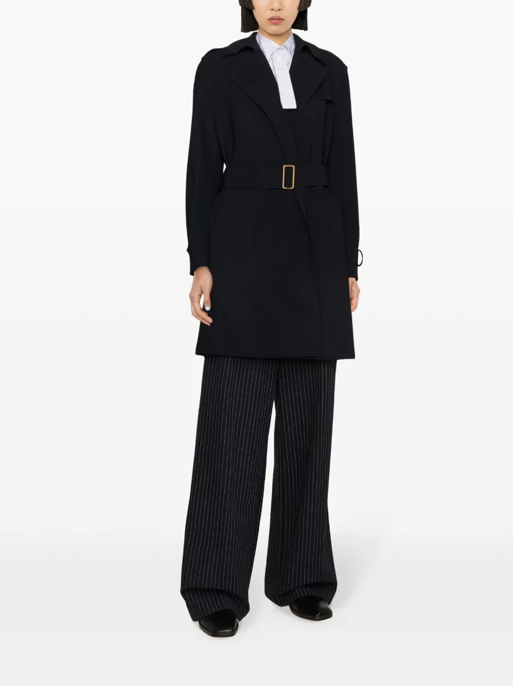 Belted Open-Front Trench Coat