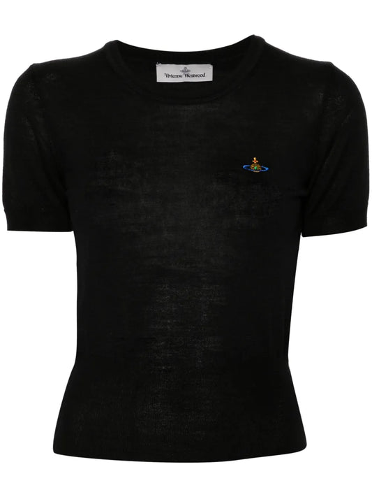 Orb-Embroidered Knitted Top