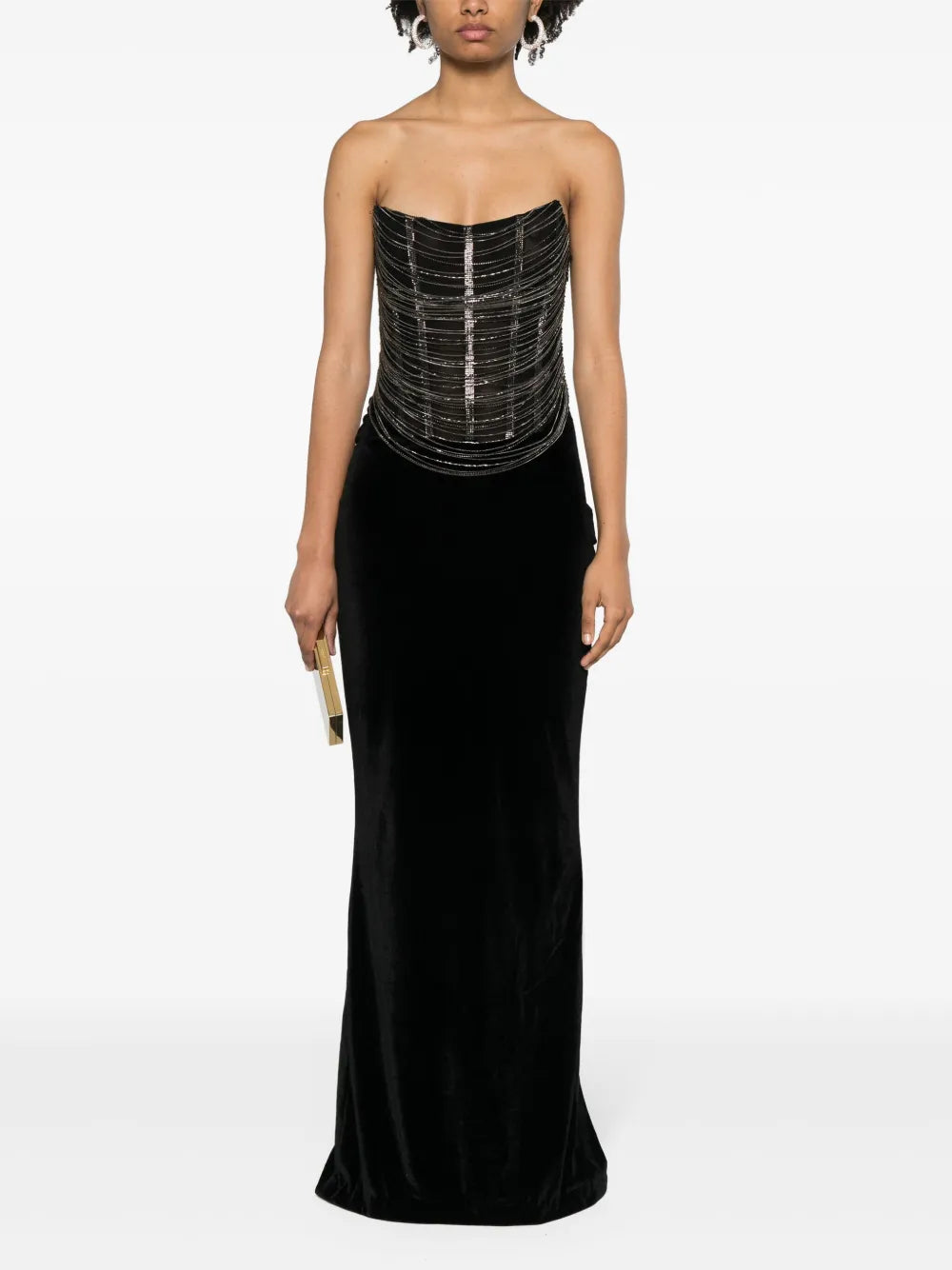 Draped Velvet Maxi Dress