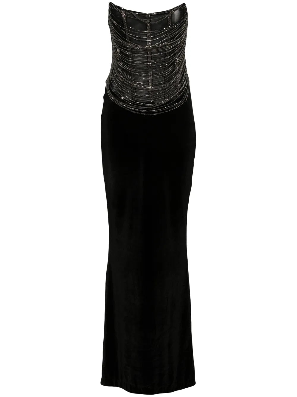 Draped Velvet Maxi Dress