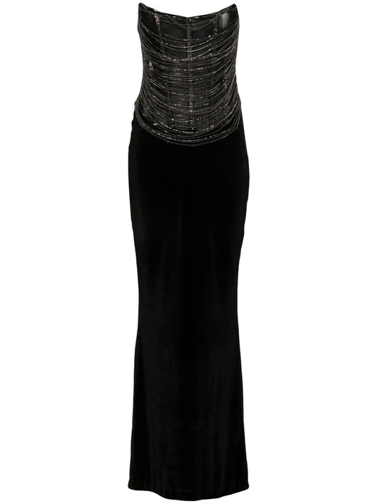 Draped Velvet Maxi Dress