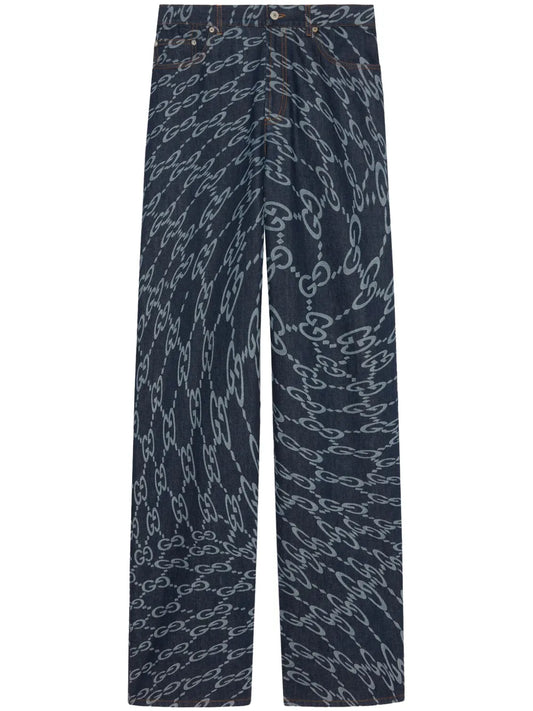 Wavy Gg-Print Loose-Fit Jeans
