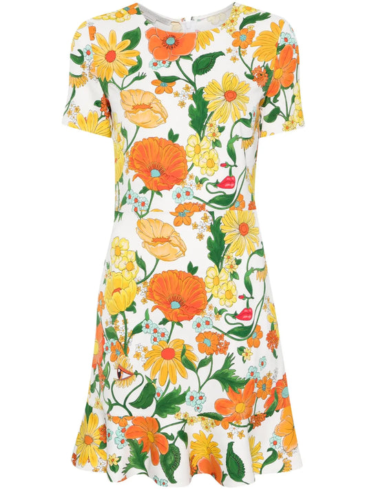 Floral-Print Peplum Dress