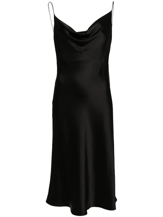 Cowl-Neck Satin Midi Dress