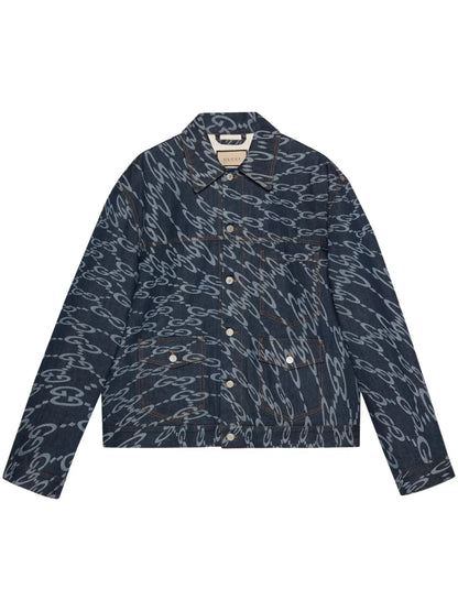 Wavy Gg-Print Denim Jacket