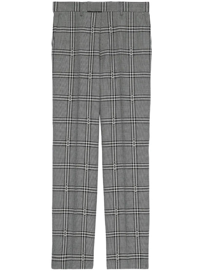 Horsebit Check Tailored Wool Trousers