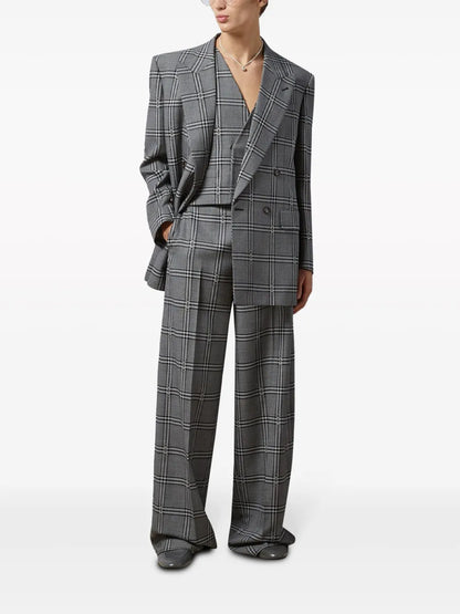 Horsebit Check Tailored Wool Trousers