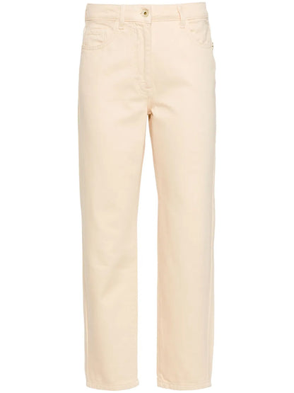 High-Rise Logo-Patch Cropped Jeans