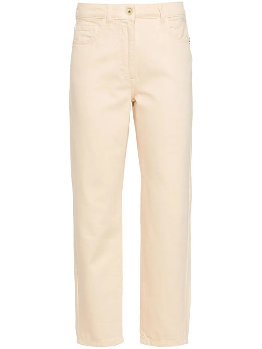 High-Rise Logo-Patch Cropped Jeans