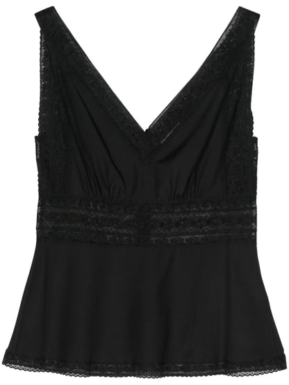 Lace-Detail Sleeveless Blouse