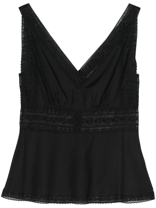 Lace-Detail Sleeveless Blouse