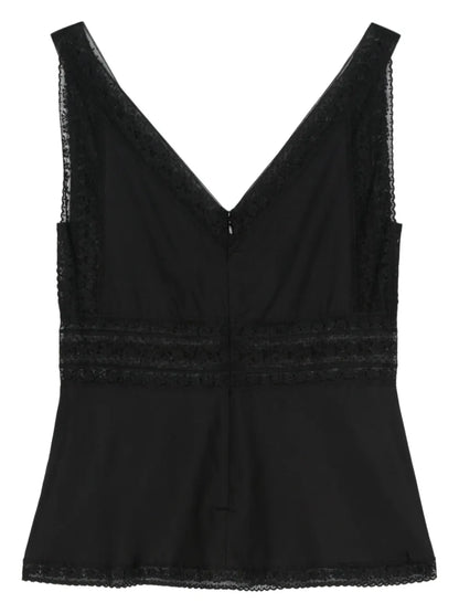 Lace-Detail Sleeveless Blouse