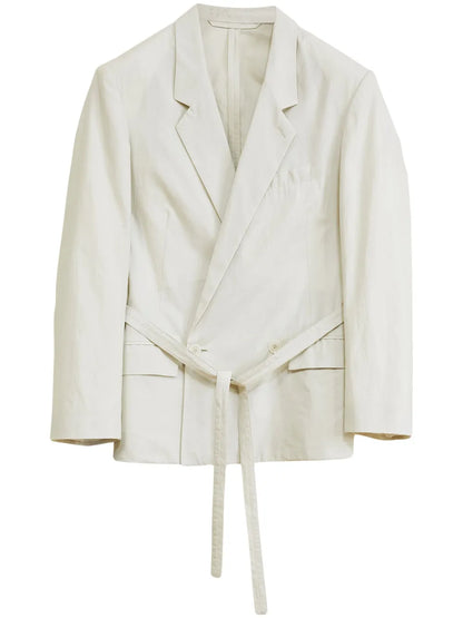 Double-Breasted Belted Blazer
