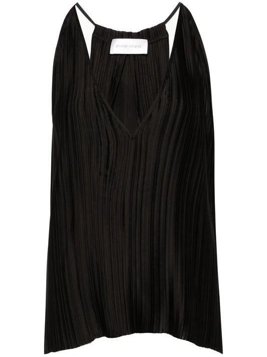 V-Neck Plissé-Effect Blouse