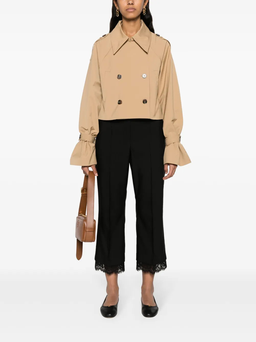 Lace-Trim Cropped Trousers