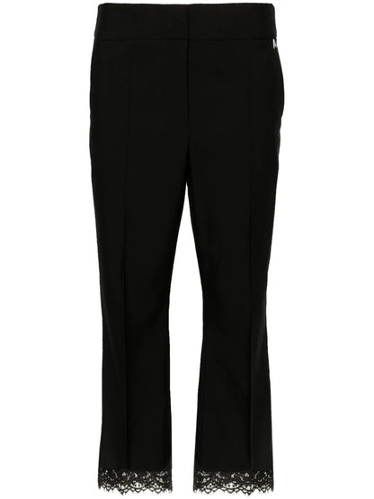 Lace-Trim Cropped Trousers