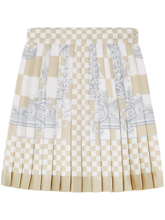 Barocco Checkerboard-Print Silk Miniskirt