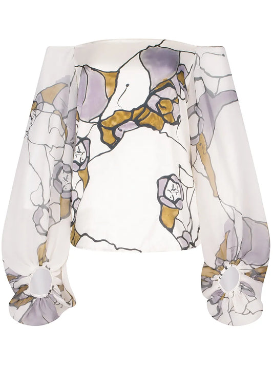 Aimar Graphic-Print Silk Blouse