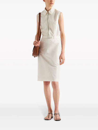 Zip-Up Sleeveless Faille Shirt