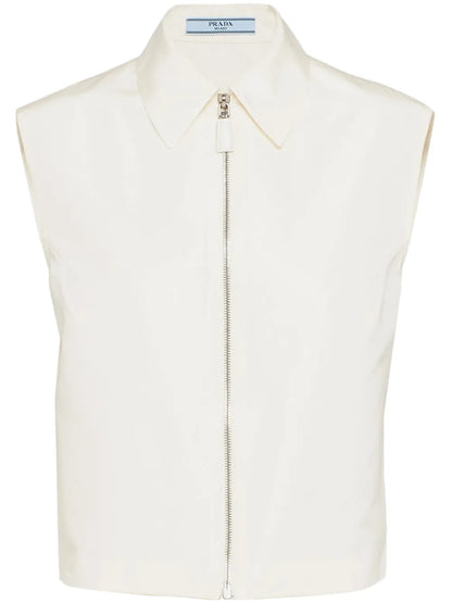 Zip-Up Sleeveless Faille Shirt