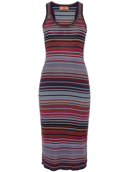 Stripe-Pattern Knitted Dress